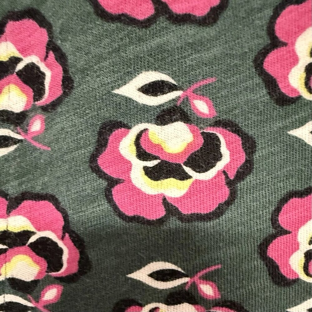 Boden Floral Midi Dress Green Pink Cotton Knit Long Sleeve 18L Pockets - Picture 5 of 6